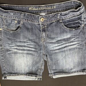 Blue Asphalt Women's Faded Denim Jean Shorts